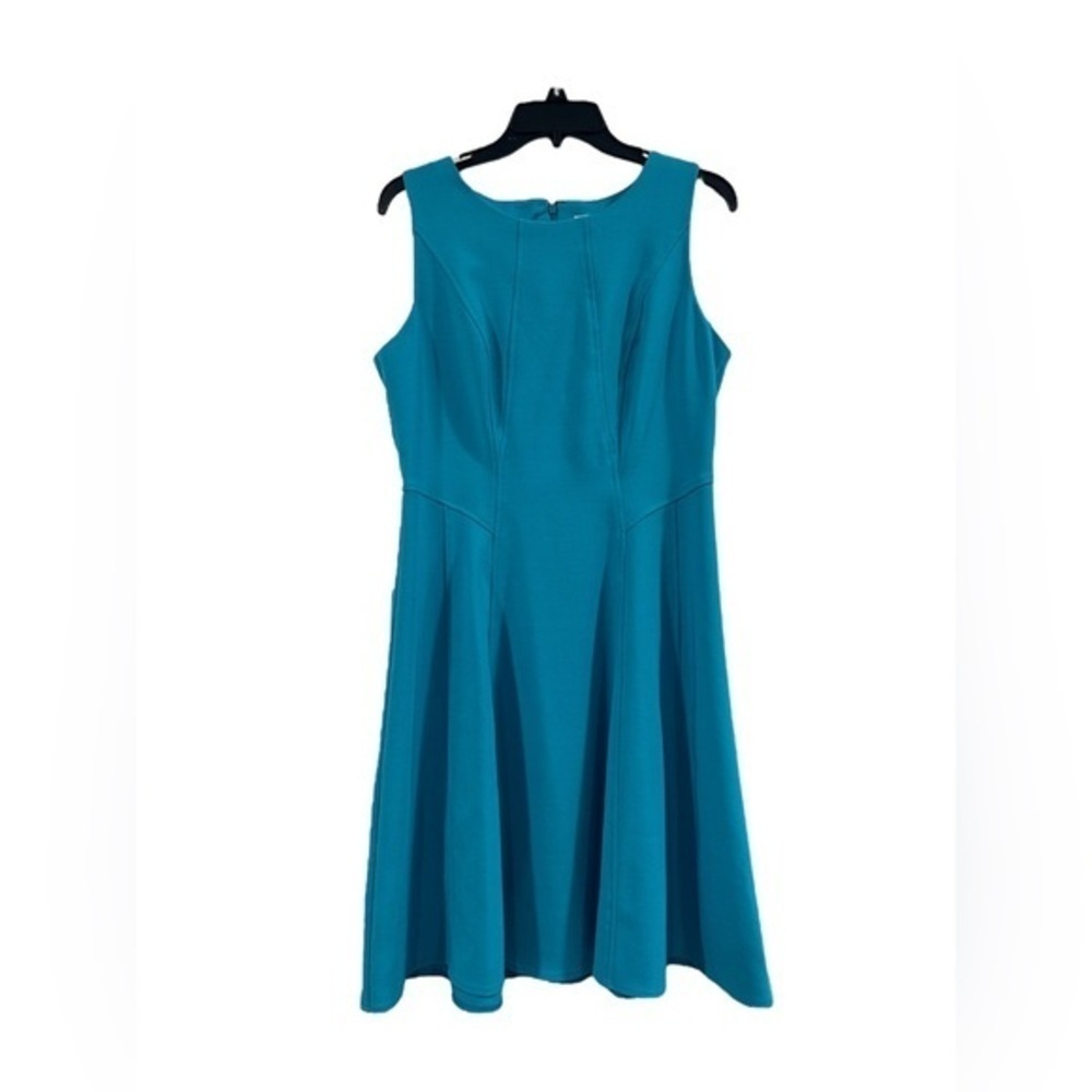 Women’s Teal Blue Sleeveless Midi Cocktail Summer Work Dress New York & Co - 8